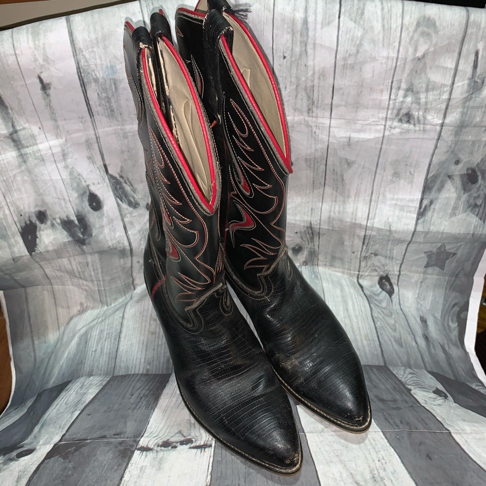 ACME Cowboy Boots Red Black Woman’s 8.5D
